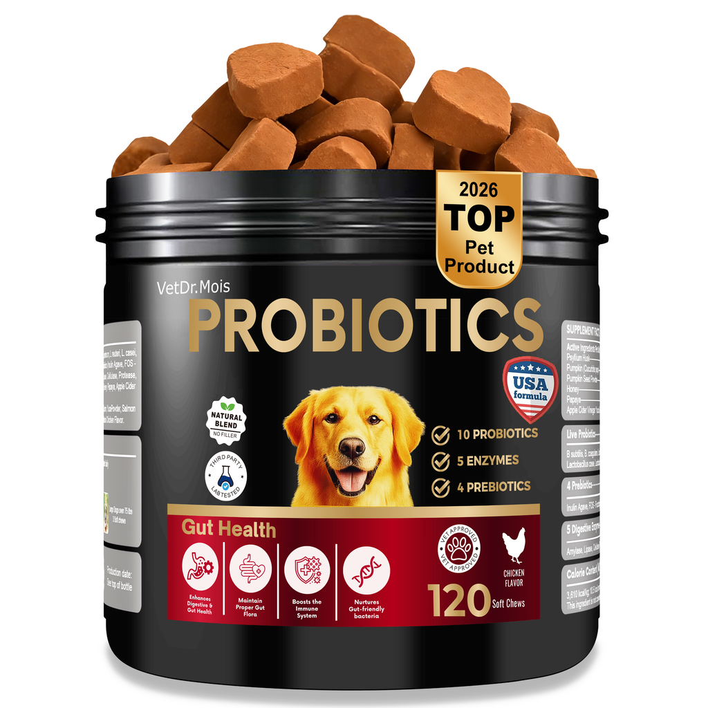 Probiotics for Dogs & Cats | Supports Sensitive Stomachs, Itchy Skin, Allergies, Immunity, Yeast Balance, & Oral Health | Dog Probiotic & Digestive Enzymes with Prebiotics | Reduces Diarrhea & Gas | 120 Ct