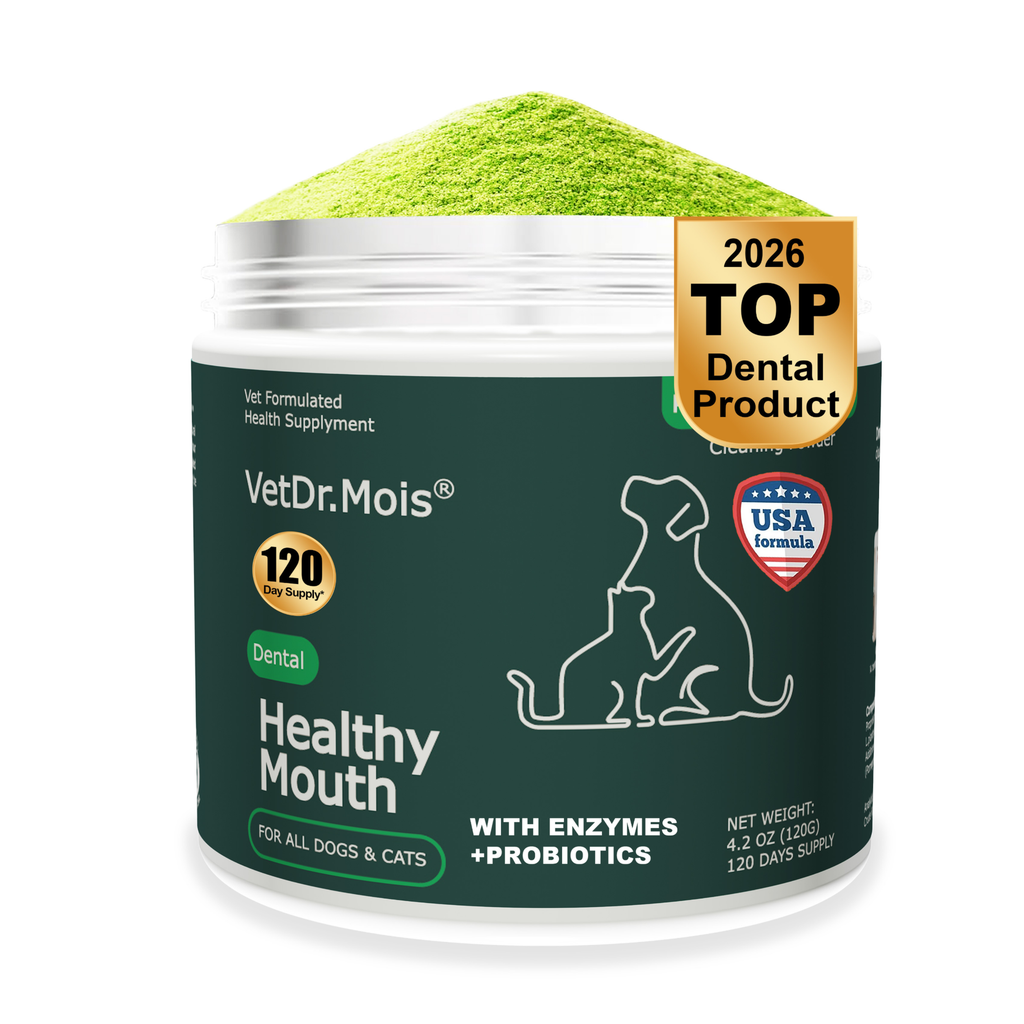 Dog Teeth Cleaning Powder, Dog Dental Powder and Cats Breath Freshener, Plaque Off Pet Tooth Cleaning lab co, Bad Breath & Tartar Remover for Dogs, Dog Teeth Cleaning with Enzymes 120 Day Supply, 120g
