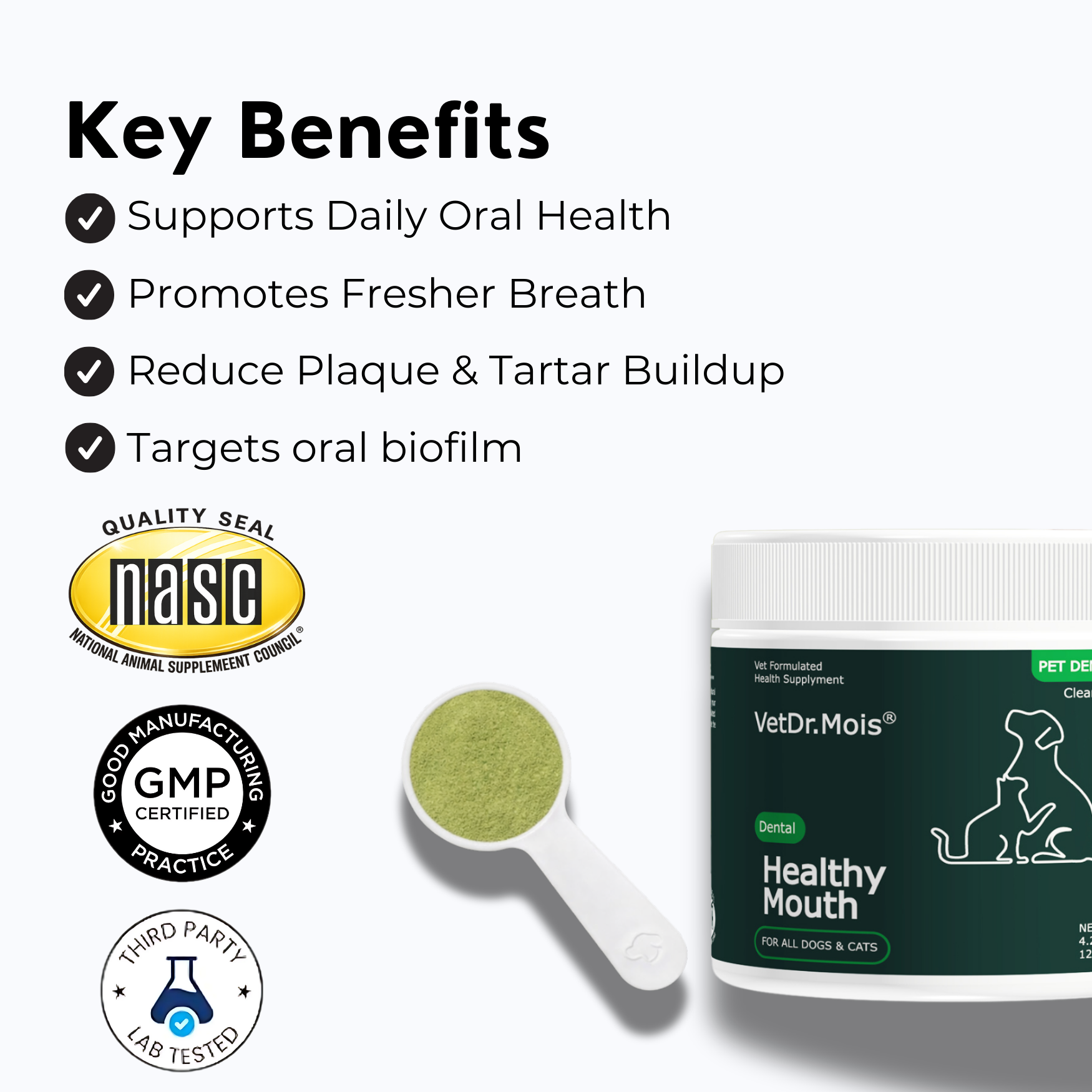 Dog Teeth Cleaning Powder, Dog Dental Powder and Cats Breath Freshener, Plaque Off Pet Tooth Cleaning lab co, Bad Breath & Tartar Remover for Dogs, Dog Teeth Cleaning with Enzymes 120 Day Supply, 120g